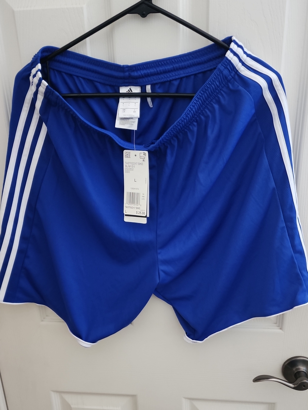 adidas Royal Blue Athletic Shorts with White Stripes